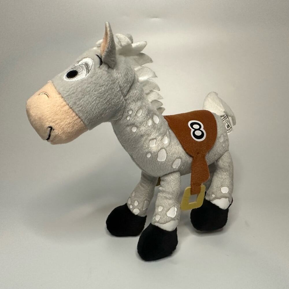 Disney Toy Story Race Horse Plush Gray and White Number 8 Stuffed Animal